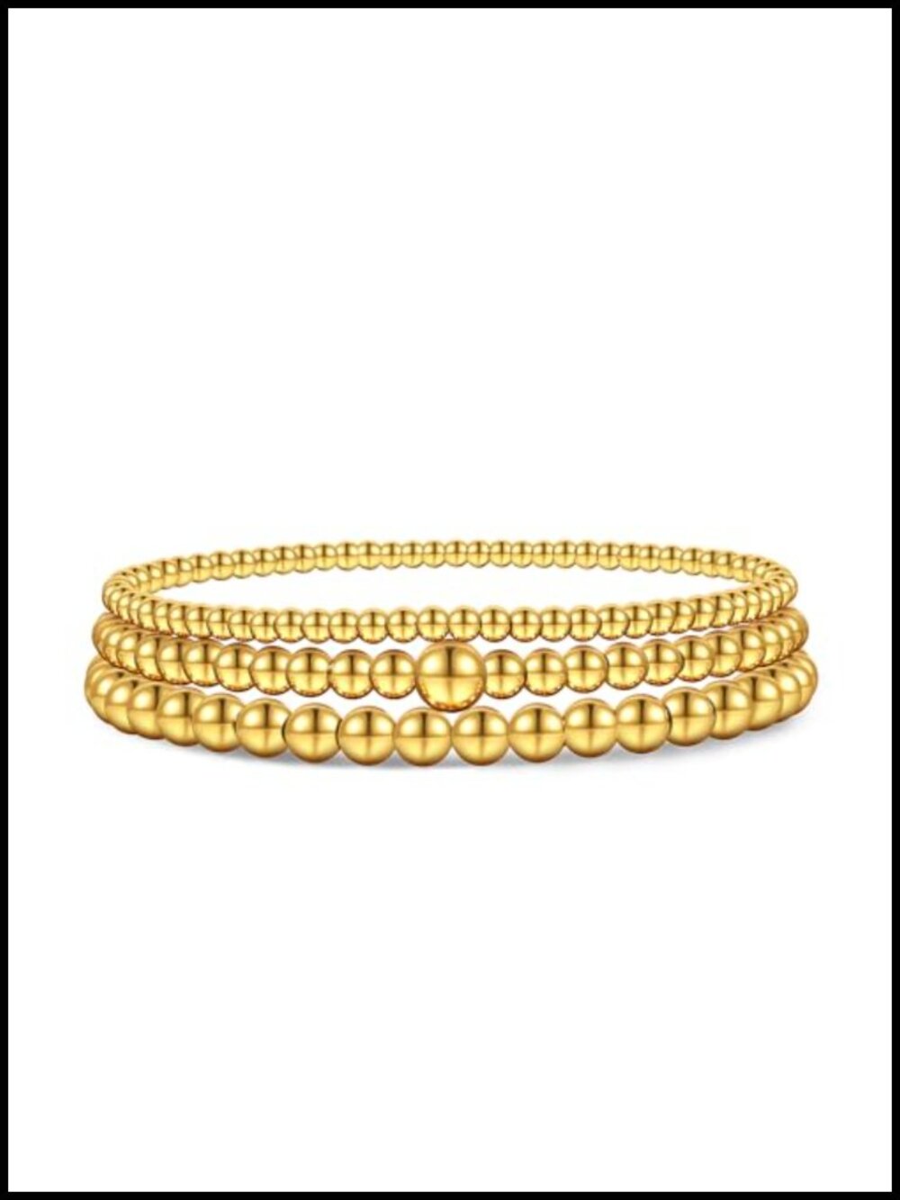 18K Gold Filled Beaded Stretch Bracelets Set Stackable Layered Women's Jewelry